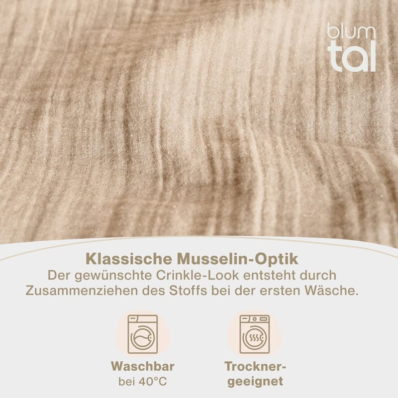 Blumtal Muslin Pamut Ágynemű 155x220 cm + 80x80 cm Taupe Oeko-Tex Certified