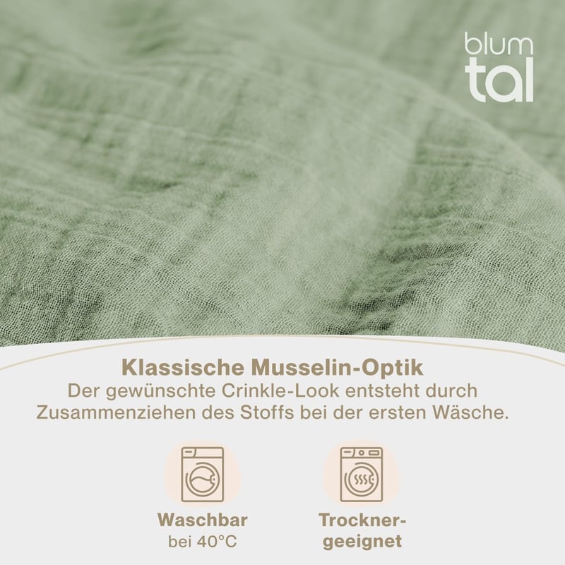 Blumtal Muslin Pamut Ágyneműhuzat 155x220 cm + Párnahuzat 80x80 cm Zöld