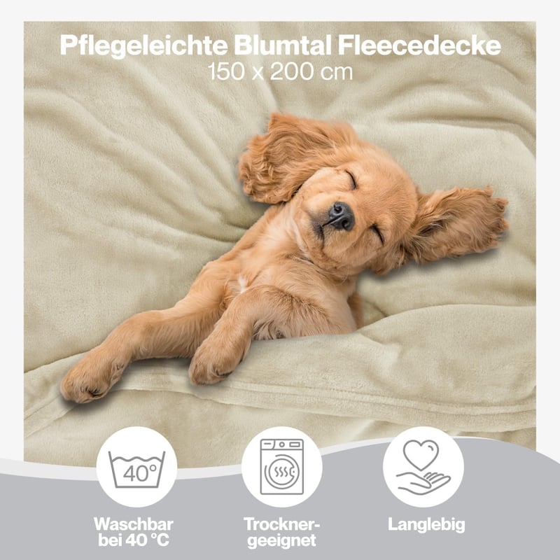 Blumtal Oeko-Tex Fleece Takaró 150x200 cm Bézs Puha Meleg Pléd