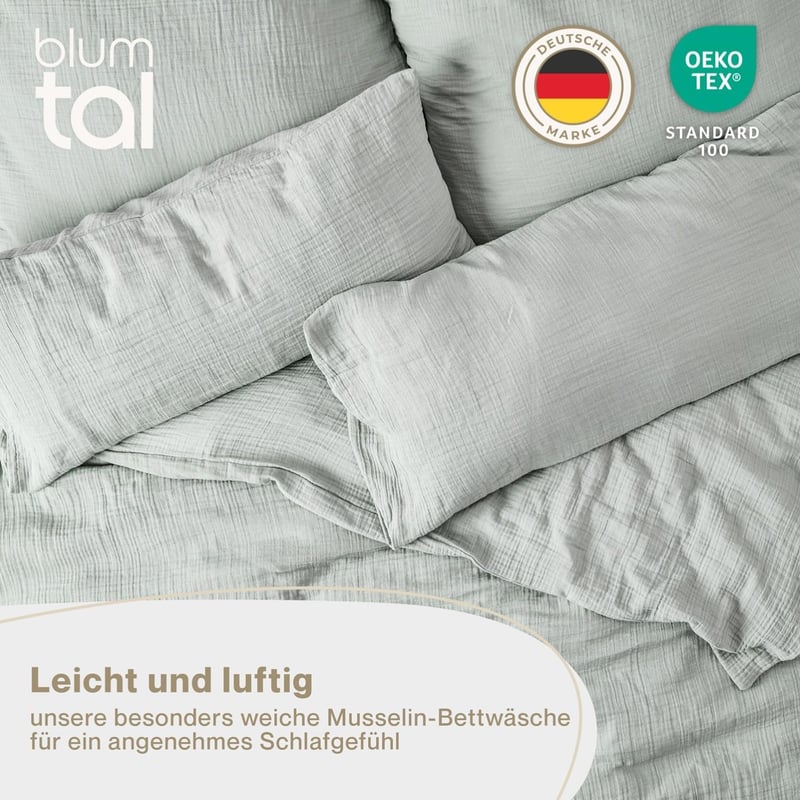 Blumtal Oeko-Tex Pamut Ágynemű Szett 135x200 cm + 80x80 cm Kék