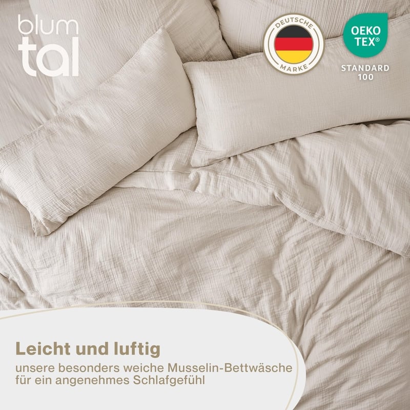 Blumtal Pamut Ágyneműhuzat 155x220 cm + Párnahuzat 80x80 cm Szürke Oeko-Tex