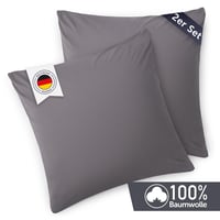 Bavlnená džersejová obliečka na vankúš Blumtal 2 ks – 60x60 cm, sivá, 100% bavlna Oeko-Tex, so zipsom, na dekoračný vankúš 2