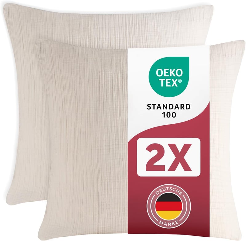 Blumtal Pamut Párnahuzat 80x80 cm 2 db Oeko-Tex Szertifikált Puha Ivory
