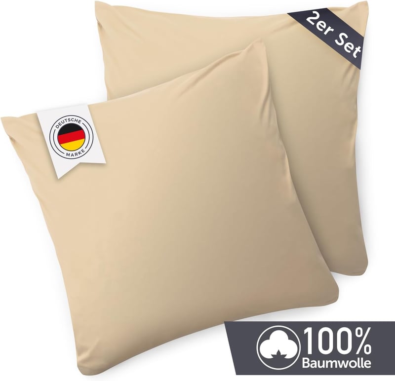 Blumtal Párnahuzat 40x40 cm 2 db Bézs Pamut Jersey Cipzárral