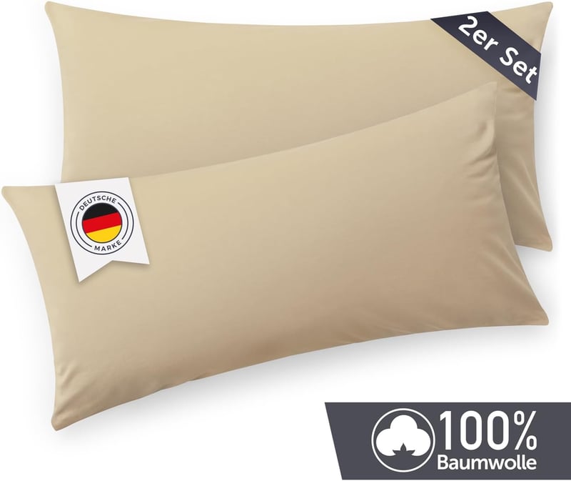 Blumtal Párnahuzat 40x80 cm 2 db Bézs Pamut Jersey Cipzárral