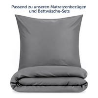 Față de pernă Blumtal 40x80 cm, 2 bucăți, Gri, material din microfibră moale, închidere tip plic, certificare Oeko-Tex, lavabilă la mașina de spălat 5