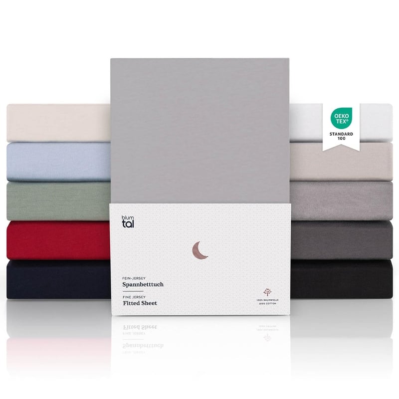 Blumtal Premium Plahta s gumicom 180x200 cm, Jersey za nadmadrac, Oeko-TEX certificirana pamučna zaštitna plahta za madrac, siva