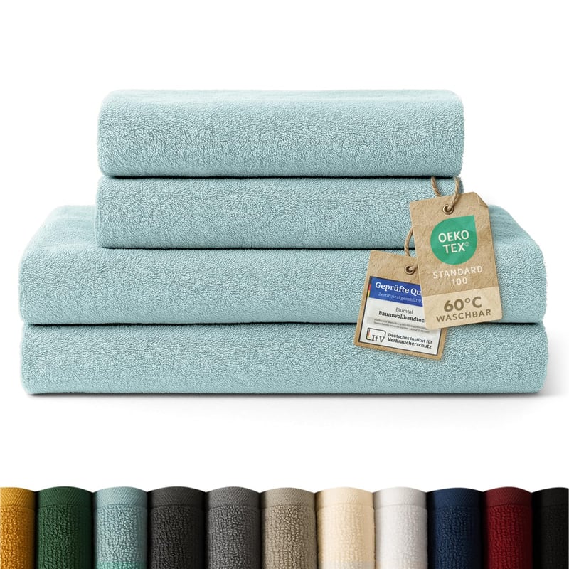 Blumtal prémiová súprava uterákov, 4-dielna, 2x osuška 70x140 cm + 2x uterák na ruky 50x100 cm, 100 % bavlna, Oeko-Tex, svetlomodrá