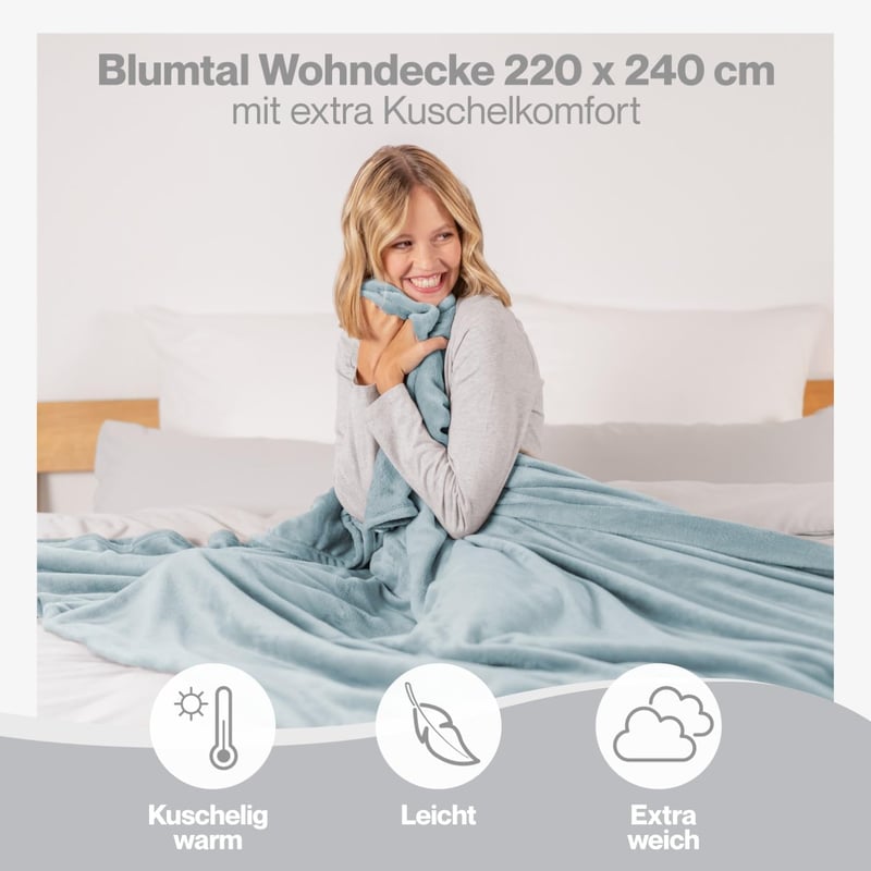 Blumtal Puha Fleece Takaró 220x240 cm Világoskék Oeko-Tex Minősített