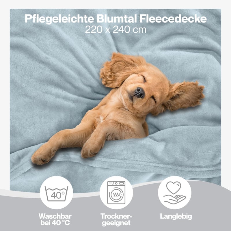 Blumtal Puha Fleece Takaró 220x240 cm Világoskék Oeko-Tex Minősített
