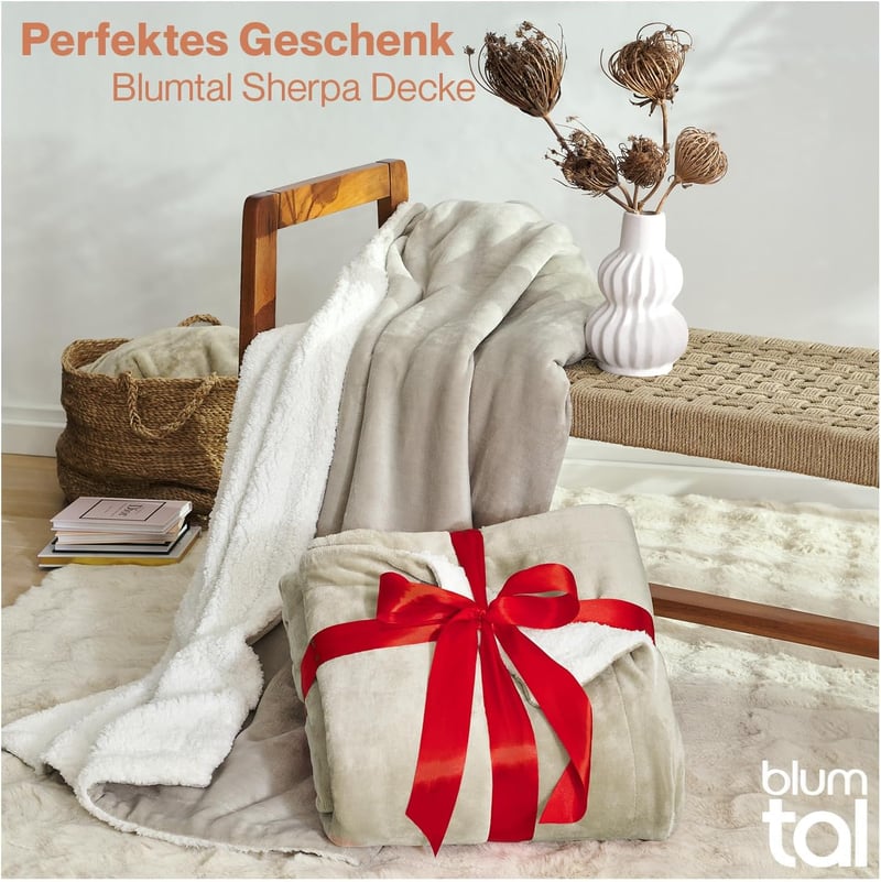 Blumtal Puha Sherpa Takaró - Minőségi Polár Pléd Kanapéra és Ágyra, Bézs Színű, 240x150 cm, Kétoldalas Fleece Takaró