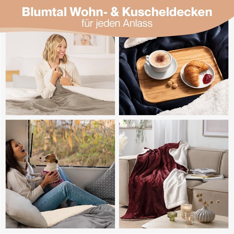 Blumtal Puha Sherpa Takaró - Minőségi Polár Pléd Kanapéra és Ágyra, Bézs Színű, 240x150 cm, Kétoldalas Fleece Takaró