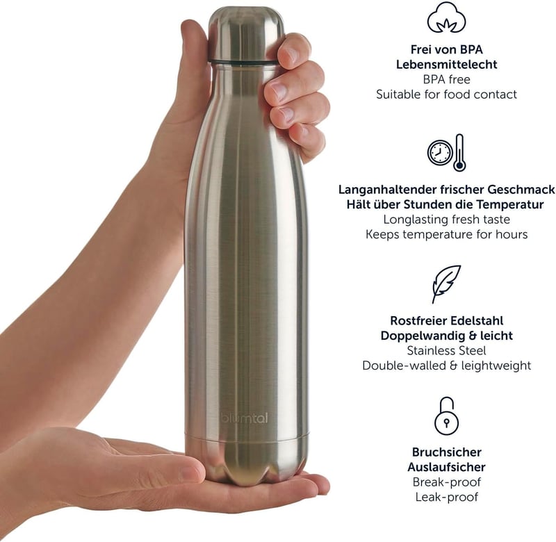 Blumtal Rozsdamentes Termosz 500ml - Vörös, BPA Mentes, Hideg-Meleg Italokhoz