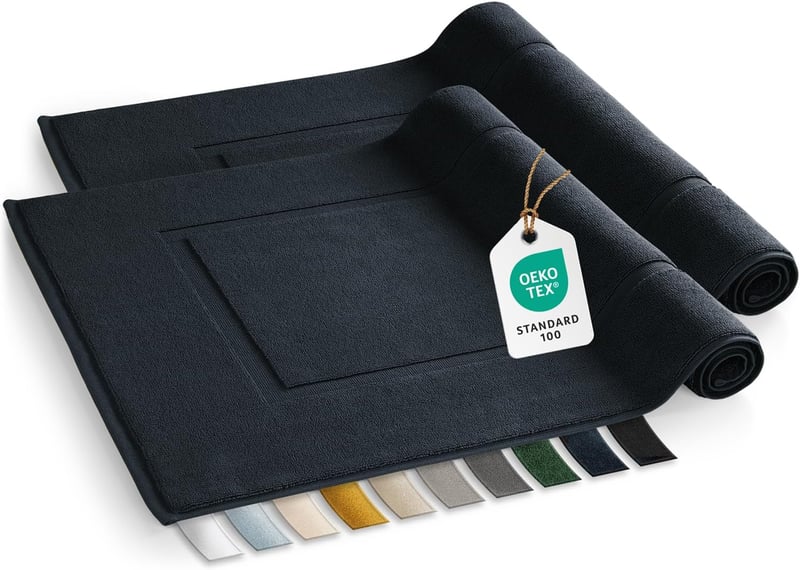 Blumtal sötétkék frottír fürdőszoba törlőszőnyeg 50x80 cm, 100% pamut, Oeko Tex minősítés, zuhany és fürdőszoba szőnyeg szett 2 db