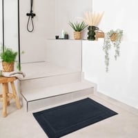 Blumtal sötétkék frottír fürdőszoba törlőszőnyeg 50x80 cm, 100% pamut, Oeko Tex minősítés, zuhany és fürdőszoba szőnyeg szett 2 db 2