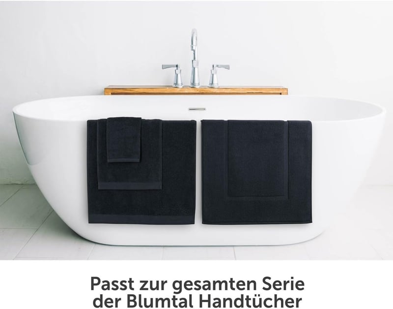 Blumtal sötétkék frottír fürdőszoba törlőszőnyeg 50x80 cm, 100% pamut, Oeko Tex minősítés, zuhany és fürdőszoba szőnyeg szett 2 db