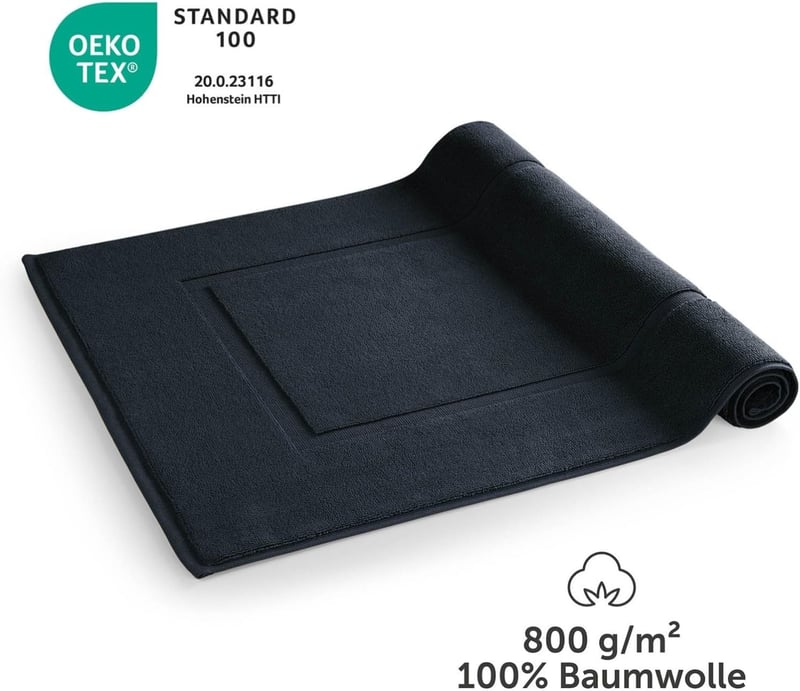 Blumtal sötétkék frottír fürdőszoba törlőszőnyeg 50x80 cm, 100% pamut, Oeko Tex minősítés, zuhany és fürdőszoba szőnyeg szett 2 db