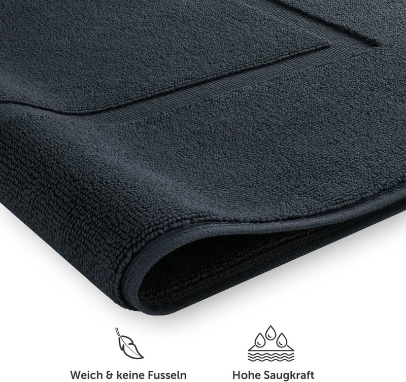 Blumtal sötétkék frottír fürdőszoba törlőszőnyeg 50x80 cm, 100% pamut, Oeko Tex minősítés, zuhany és fürdőszoba szőnyeg szett 2 db