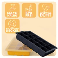 Blumtal silikonski kalup za led s poklopcem, 2x15 komada, kockice od 3,3 cm, bez BPA, Black Blue i Spicy Mustard 2
