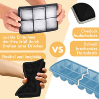Blumtal set silikonskih kalupa za led, 3 komada - Posuda za led s poklopcem za 15 kockica - Bez BPA, sigurno za hranu - Crna 3