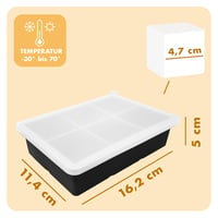 Blumtal set silikonskih kalupa za led, 3 komada - Posuda za led s poklopcem za 15 kockica - Bez BPA, sigurno za hranu - Crna 4