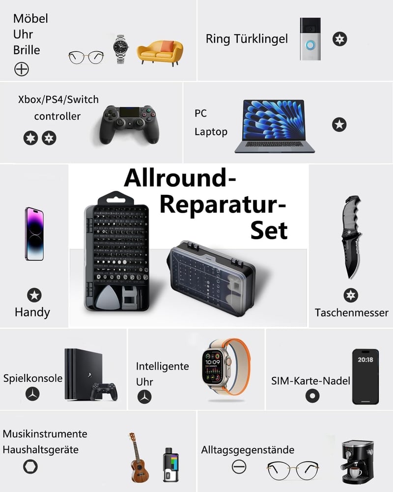 Bluvizo 122 darabos precíziós szerelőszerszám készlet mágneses mini csavarhúzó CR-V acél 101 bit PC laptop mobil telefon szemüveg PS5-hoz