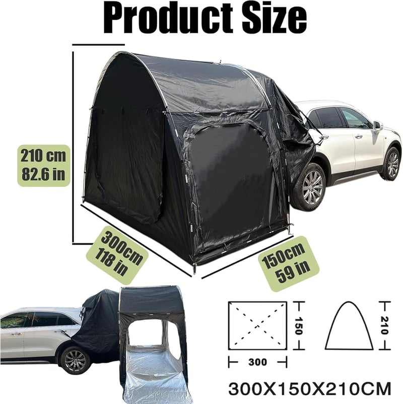 BMDHA Autó Hátulsó Sátor 300x150x210cm 2-3 Személyes SUV/PKW Camping