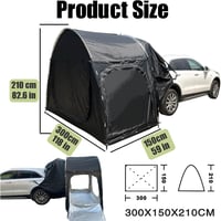 BMDHA Autós Sátor 300x150x210cm - Vízálló Oxford Anyagú Hátsó Ajtós Napvédő Sátor 2-3 Személynek - Fekete Kempingsátor Csomagtartóhoz 2