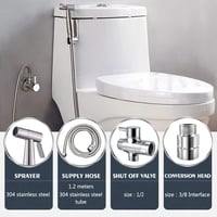 BMK Rozsdamentes Bidet Zuhanyfej Vízspórlós Wc Bidé Szett - Silver 4
