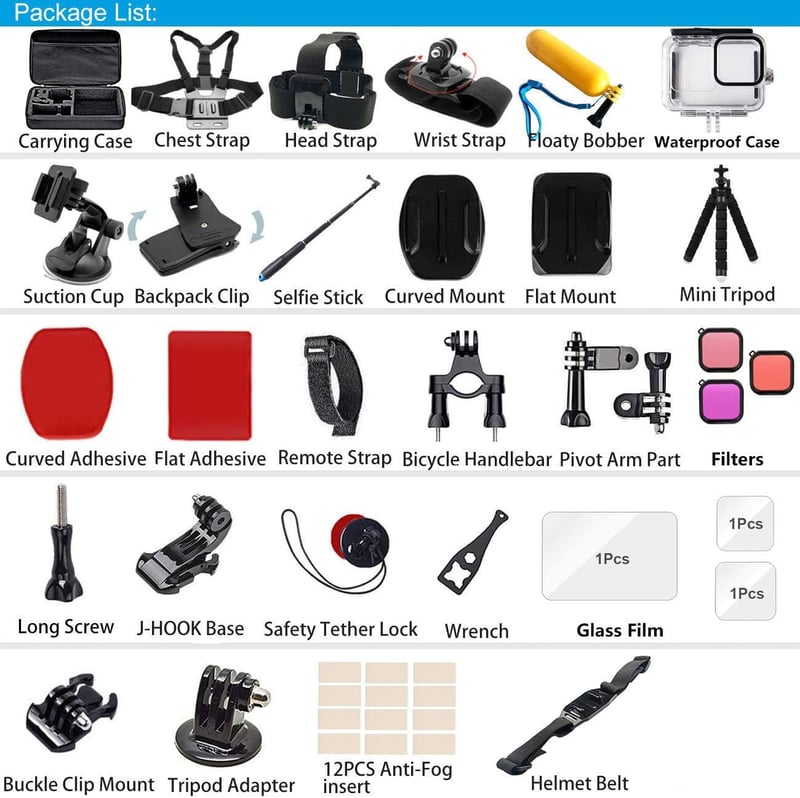 BMUUPY DJI Osmo Action 5 Pro/4/3 kiegészítő szett vízálló tok bicikli tartó fejpánt