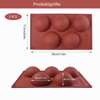BMZXCH 3 ks extra veľká silikónová forma na polgule s 5 otvormi, 8 cm forma na pečenie gulí na čokoládu a dezerty 2