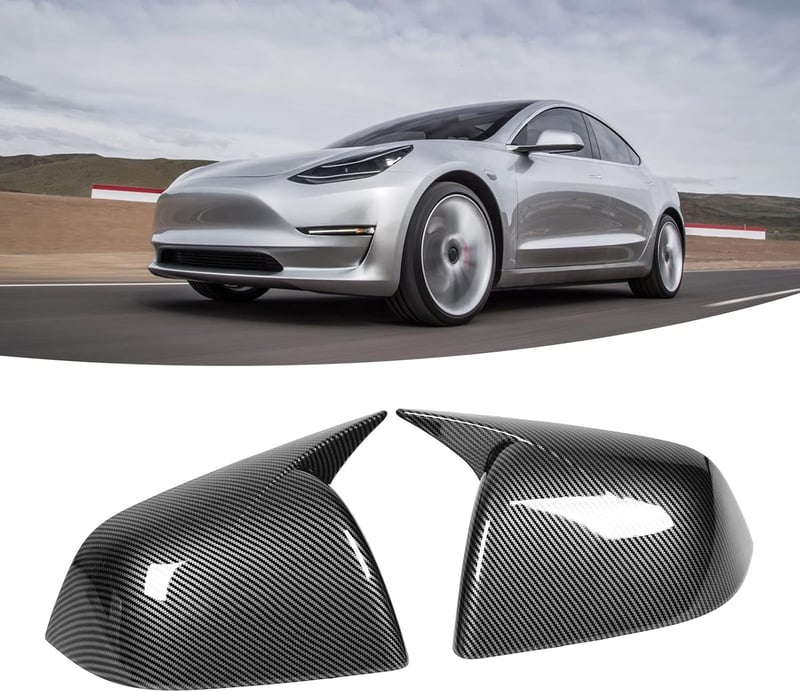 Bnineteenteam Szénszálas Hatású Visszapillantó Tükörkupak Tesla Model Y-hoz (2020-2023) - Fényes Oldalsó Tükörborítás
