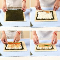 BNOYONERAS Bamboo Sushi Mat 3 db Sushi Tekerő Szőnyeg Rizslabdázó és Pálcikák Készlettel 7