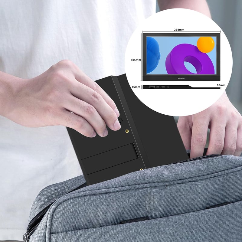 Bnztruk 11,6" Hordozható Érintőképernyős Monitor - FHD IPS Kijelző, USB-C és HDMI Csatlakozás, Beépített Hangszórók, Kompatibilis Raspberry 