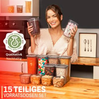 BOAA Fresh 15 darabos tárolóedény készlet szürke szilikon fedéllel és 25 címkével, BPA-mentes konyhai tároló szett 1750ml 1200ml 550ml 2