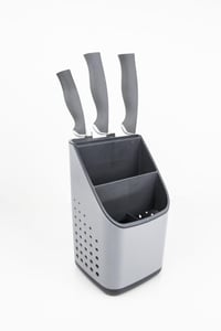 BOAA Fresh Evőeszköz Rendszerező Szett - Konyhai Eszköztartó Mosogatóhoz, Fehér-Szürke, 3 Részes, BPA-mentes Műanyag, Könnyen Tisztítható 5