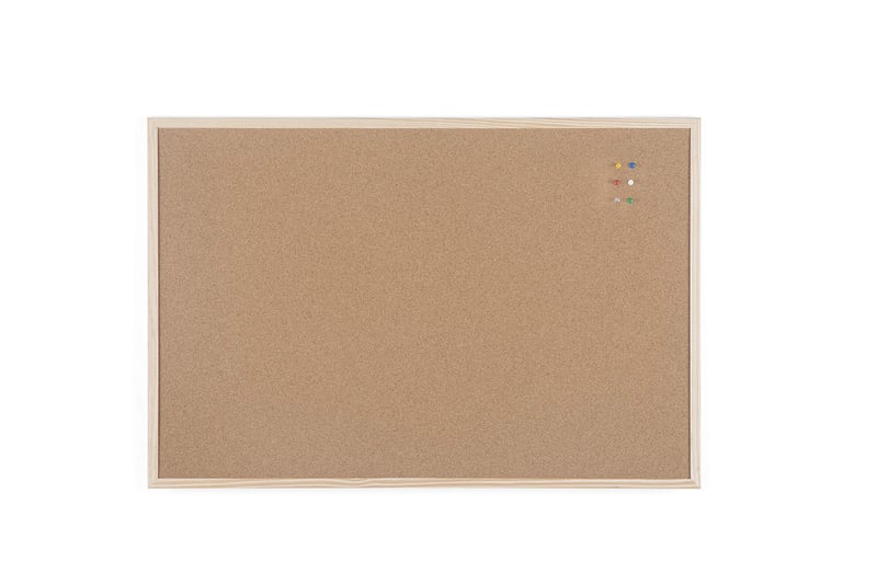Korková nástenka BoardsPlus s borovicovým rámom, 90x60 cm, 6 — Na zadnej strane je preliačina a vrchná časť sa oddeľuje od rámu (stav: pozri 2. obrázok)