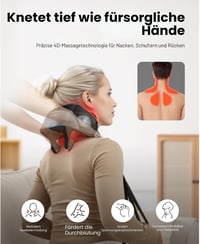 Aparat de masaj cervical 4D Shiatsu BOB AND BRAD cu încălzire, fără fir și cu fir, 2 niveluri de intensitate și temperatură pentru gât și umeri 5