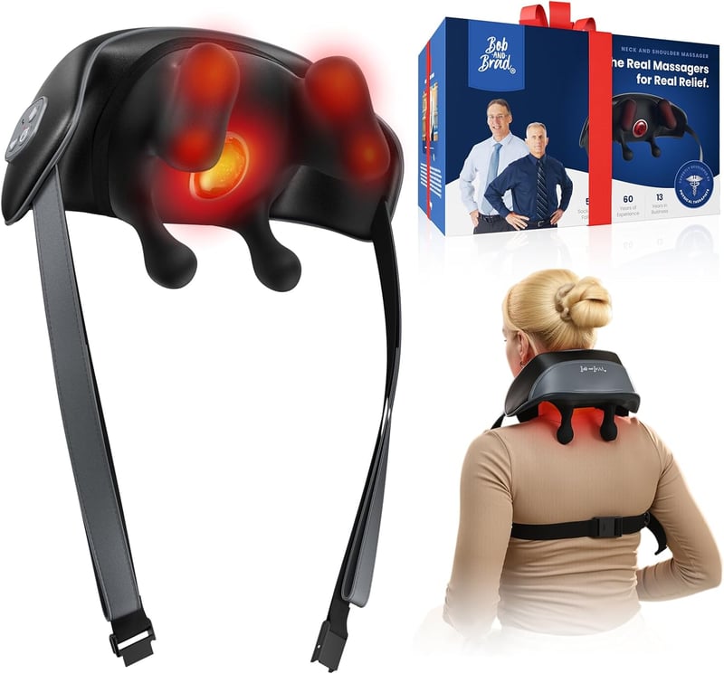 Aparat de masaj cervical 4D Shiatsu BOB AND BRAD cu încălzire, fără fir și cu fir, 2 niveluri de intensitate și temperatură pentru gât și umeri