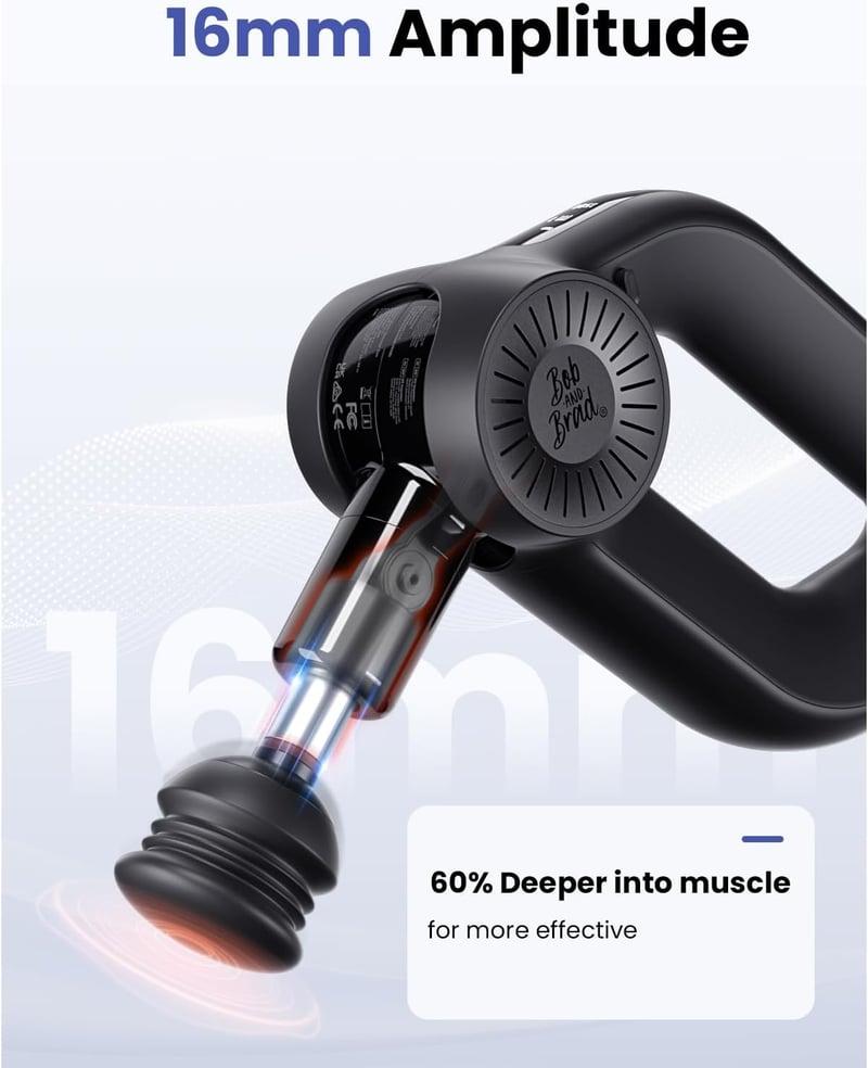 Bob and Brad D6 Pro masszázspisztoly 16mm amplitúdó OLED kijelző hordtáskával - Black