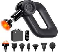BOB AND BRAD D6 Pro Plus Masszázspisztoly Hőfunkcióval - 16mm Amplitúdó, 6 Sebességfokozat, 7 Masszázsfej, Izomregenerálódás Sportolóknak - Black With Heat 1
