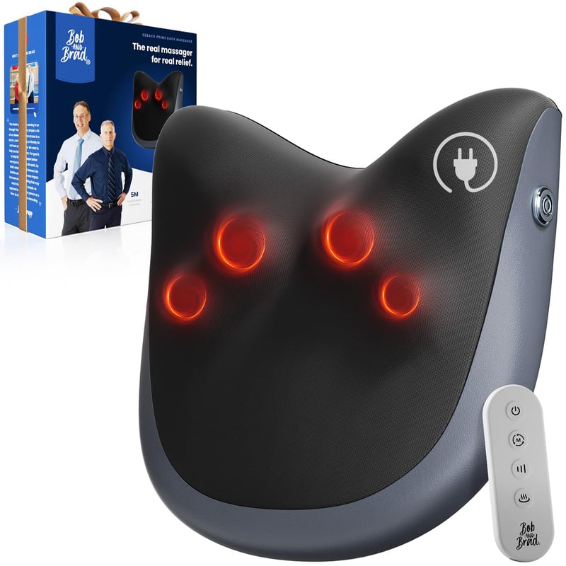 Masážny prístroj na chrbát BOB AND BRAD EZBack Prime Shiatsu s funkciou vyhrievania, elektrický masážny prístroj na krk a chrbát s diaľkovým ovládaním, 3 intenzity a režimy, masáž krku, ramien a drieku, na doma aj do kancelárie