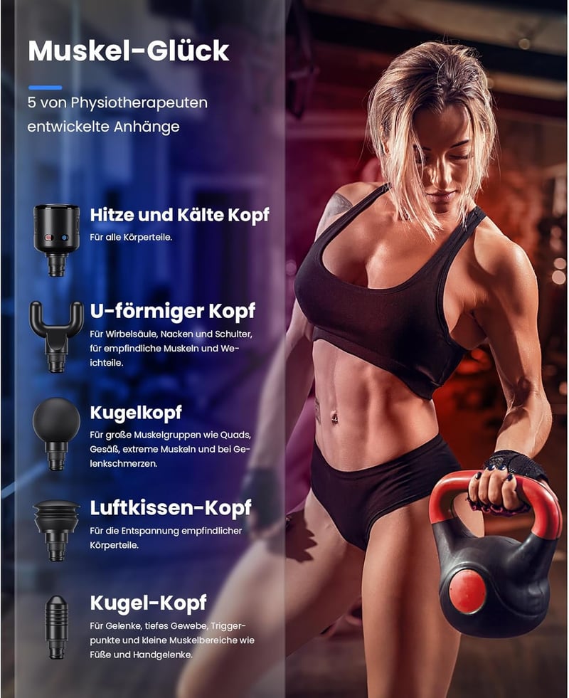 BOB AND BRAD T2 Pro Masszázspisztoly Hő és Hideg Funkcióval, 4000 mAh Akkumulátor, 10 mm Amplitúdó, Izomfájdalom Enyhítő Masszírozó Edzéshez