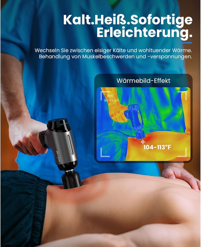 BOB AND BRAD T2 Pro Masszázspisztoly Hő és Hideg Funkcióval, 4000 mAh Akkumulátor, 10 mm Amplitúdó, Izomfájdalom Enyhítő Masszírozó Edzéshez