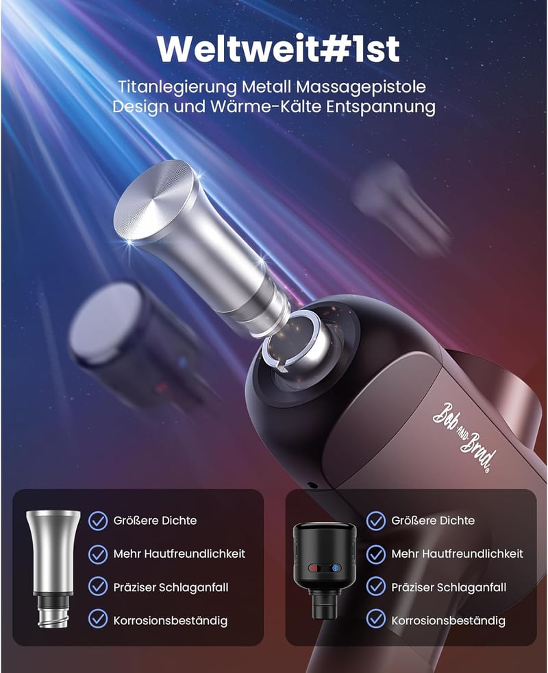 BOB AND BRAD X6 Pro Max Masszázspisztoly Meleg-Hideg Fejjel, 11mm Amplitúdó, 5 Sebességfokozat, Izomfájdalom Enyhítésre, USB-C Töltés, Hordo