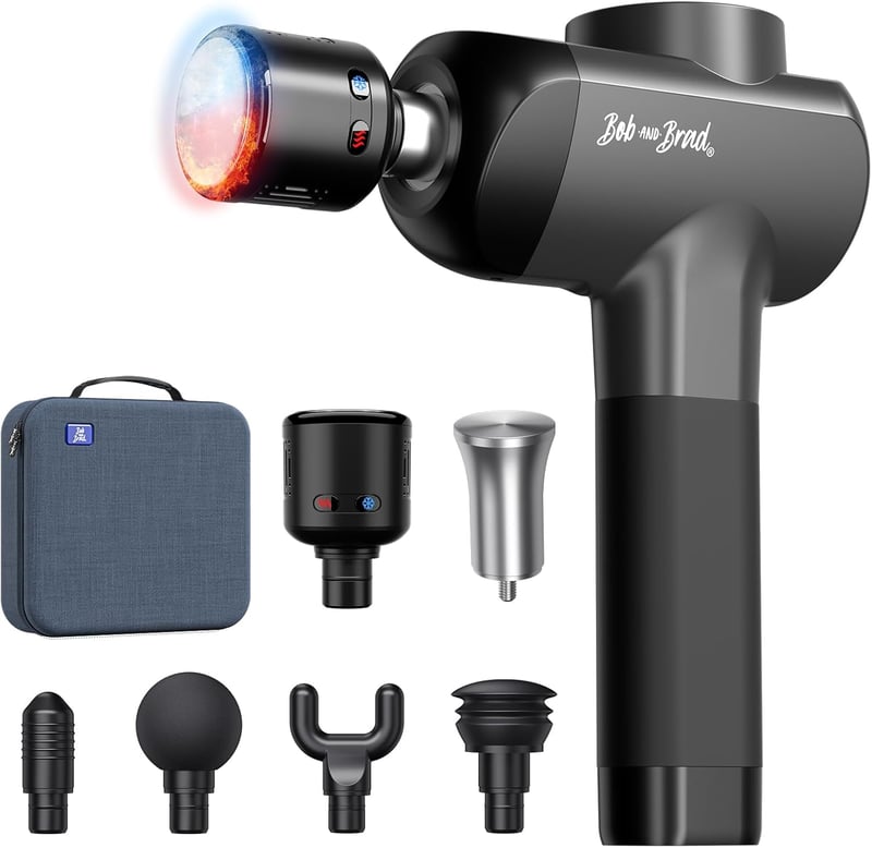 BOB AND BRAD X6 Pro Max Masszázspisztoly Meleg-Hideg Fejjel, 11mm Amplitúdó, 5 Sebességfokozat, Izomfájdalom Enyhítésre, USB-C Töltés, Hordo