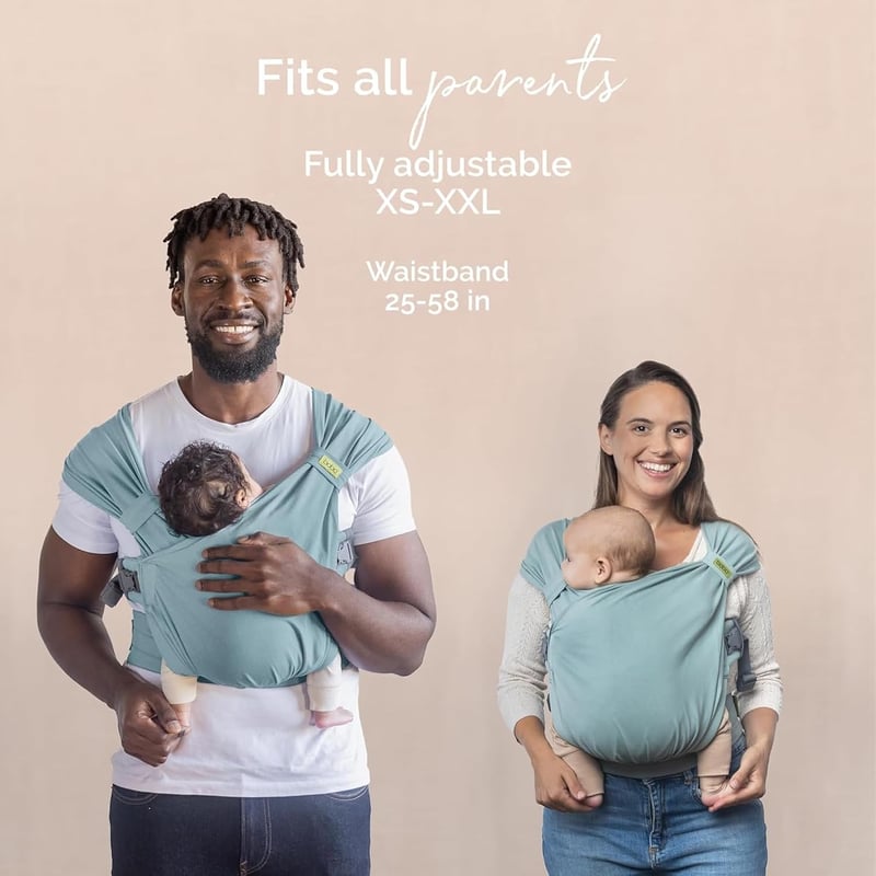 Boba Bliss 2az1-ben Babahordozó és Sling Újszülöttől 16 kg-ig - Csípőbarát, Rugalmas Tengeri Zöld