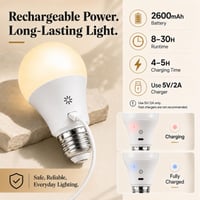 BOBOPAI Punjiva LED žarulja s daljinskim upravljačem i dodirom, baterija 2600 mAh, 2 kom. 3