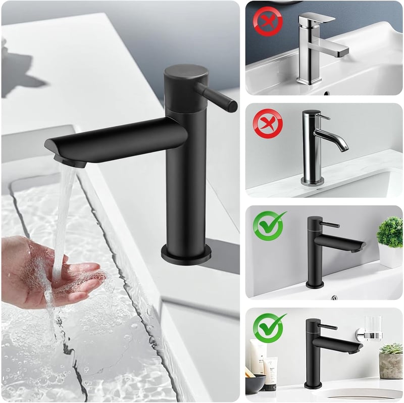 Bocguy fekete hidegvíz csap rozsdamentes csatlakozóval fürdőszobához