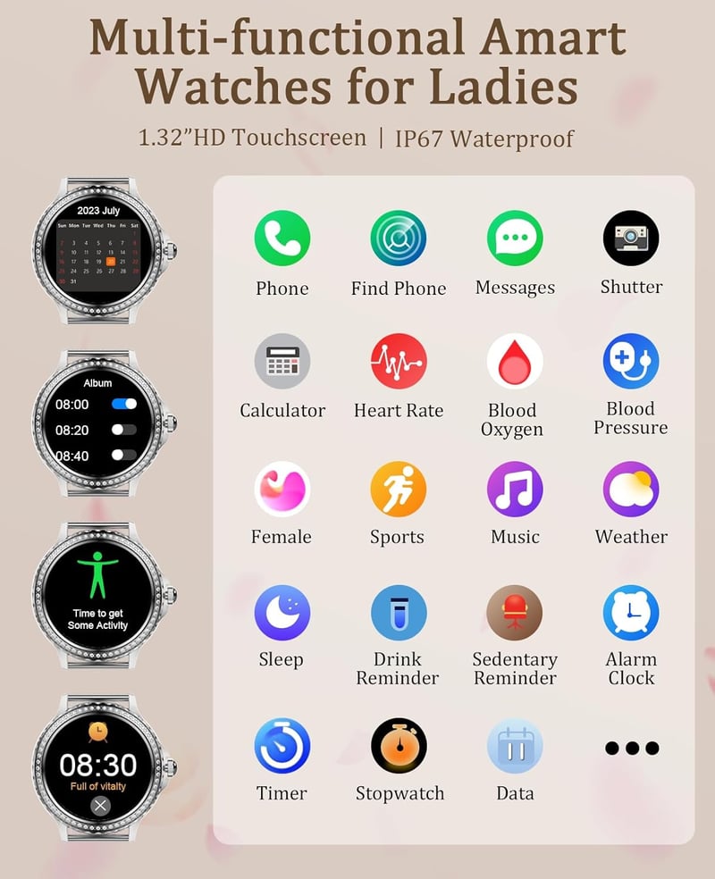 BOCLOUD Okosóra - IP68 Vízálló Fitness Tracker, Véroxigén/Pulzusmérő, 100 Sportmód, Bluetooth Hívás, Android/iPhone Kom